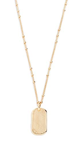 gorjana Women s Griffin Dog Tag Charm Hammered Pendant Necklace, 18K Gold Plated, 19 inch Chain