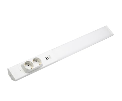 LED Unterbauleuchte mit 2 Steckdosen, USB-A, USB-C und 2 Lichtfarben