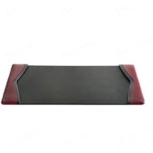 Dacasso 34" x 20" Burgundy Leather with Black Trim Desk Pad - Executive Desk Surface Protector - Luxury Leather Blotter for Writing