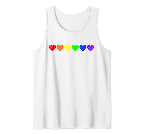 Colorido Corazones Arco Iris Gay Lesbianas Orgullo Mes LGB Camiseta sin Mangas