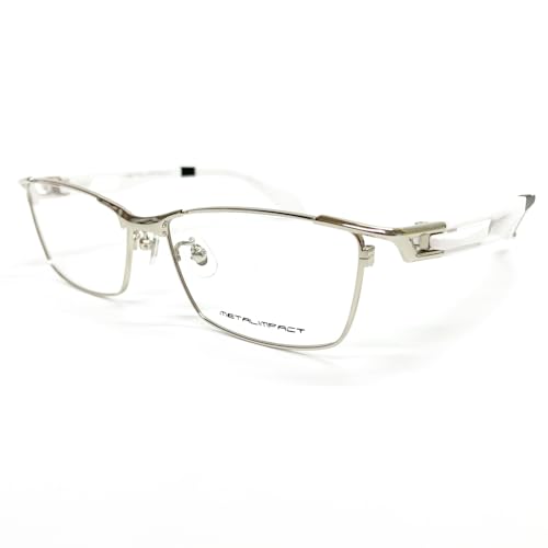 [Megane Style] METAL IMPACT �X�N�G�A ���K�l ���^�� �t���[�� ���L �傫�� �����Y �j�� �ɒB���K�l �x�Ȃ� ���������� ������ ���傢���� MI-1002 (�t���[���̂�, �V���o�[�^�z���C�g)