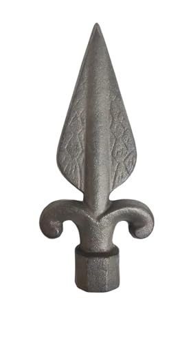 Image of Cast Iron Fence Finials, Multiple Decorative Styles & Sizes, 1 /2 inch to 1 inch Inch Square and Round Spears, Fleur de Lis Design (1 /2 inch Arrowhead SQ, 4)