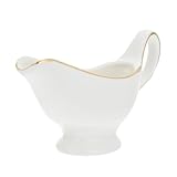 DEARMAMY Salsera de con Borde para Servir Salsa y Jarra de Mesa Elegante para Hogar Restaurantes y Catering Decoración Delicada para Eventos