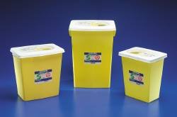 MCK89852800 - Covidien Chemotherapy Sharps Container Chemosafety 1-Piece 17.75H X 11W X 15.5D Inch Yellow Base Hinged Lid