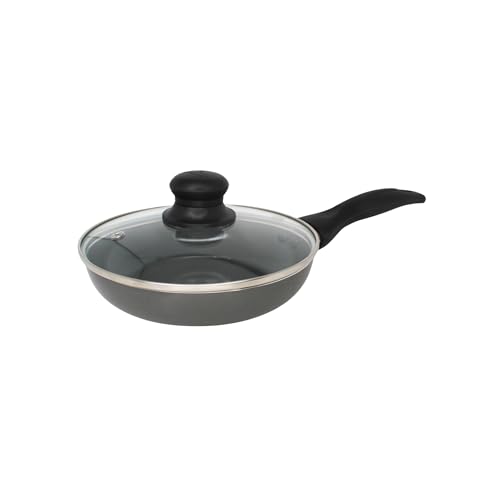 IMUSA 7 Inch Chef Cera Aluminum Ceramic Fry Pan with Glass Lid Gray