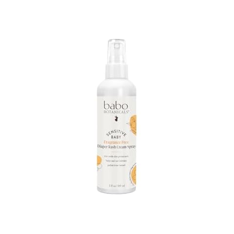 Babo Botanicals Sensitive Baby Fragrance-Free Diaper Rash Cream Spray - No touch, mess-free application - 14.9% Zinc Oxide - Shea Butter, Olive Oil & Aloe Vera - For Babies – 3fl.oz. Cover
