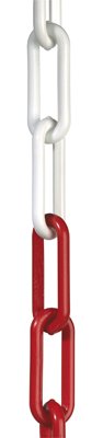 Absperr - Cadena de acero galvanizado, color rojo/Weiá barnizar T, diámetro 5 mm, paso 36 mm, VE 10 m