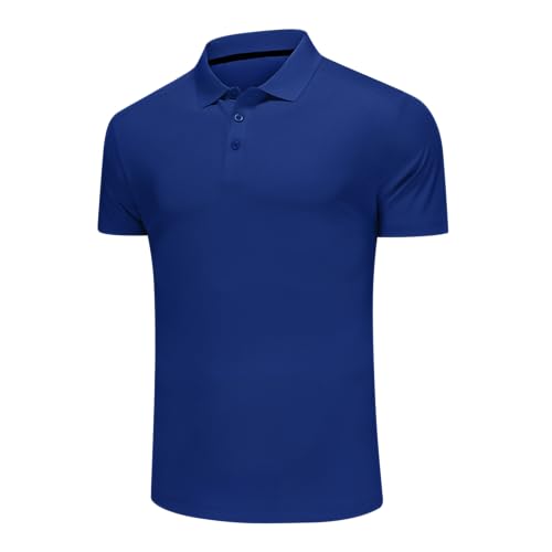 Djtnzdm Hombre Polo Manga Corta Transpirable Polo de Golf Verano Camiseta Hombre Casual Polo Deportivo Basic Polo Shirt Hombre Slim Fit(Azul Zafiro-2XL)