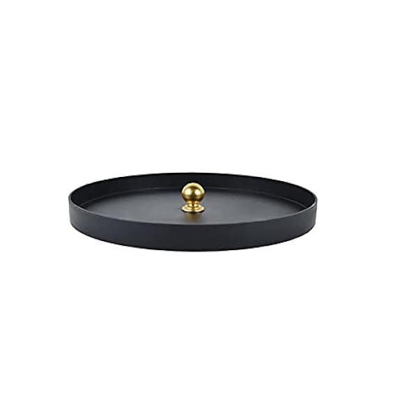 Serveerlade decoratieve lade sieraden lade ronde metalen draagbare lade voor diversen en kleine voorwerpen desktop home decor opberglade voor ketting (kleur: zwart)