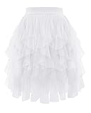 Kingfancy Tulle Skirts for Women Short Fairy Skirt Tutu A-Line Mesh Layered Summer Skirts White S