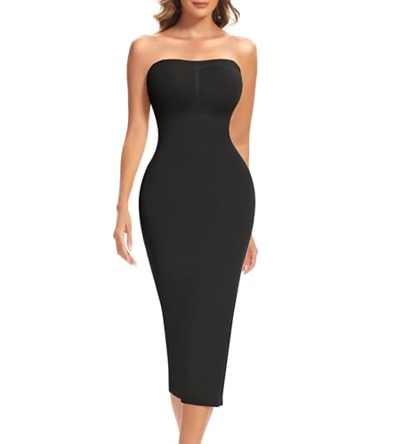 Image of Slip Dress for Women Full Slip for Under Dresses Shapewear Tummy Control Long Slip with Back Slit