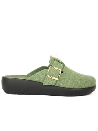 Chaussons femme feutre re-doux vert GRÜNLAND ROCA pour vos moments de détente à la maison