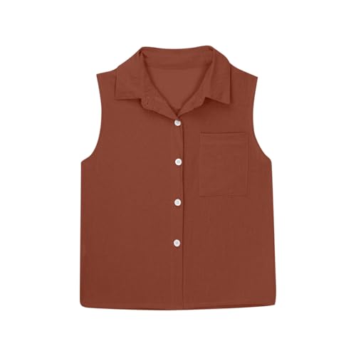Teen Girls Lapel Button up Sleeveless Shirts Solid Collared Vest Shirt with Pocket Youth Formal Camisole Undershirts3