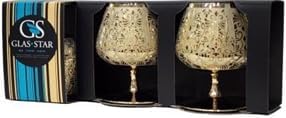 HOMEHUT Modern Decorative Design Brandy Glass Set for Parties, Events, Wedding, Birthday Programs, and Home Bar - 13½ oz, Set of 3