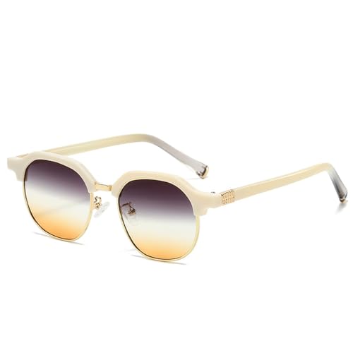 Lunettes de soleil à demi-cadre UV400 vintage pour hommes et femmes