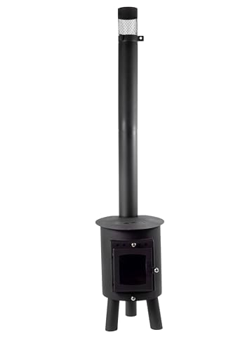 Outbacker Hygge Oval Wood Burning Camper & Caravan Stove – 4.5kW Output 2.0m Single Wall Flue Package with Rain Cowl | Portable 18kg Camping Stove