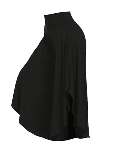 OYOANGLE Women's Plus Size High Waisted Asymmetrical Ruffle Hem Wide Leg Pants Flowy Palazzo Pants3