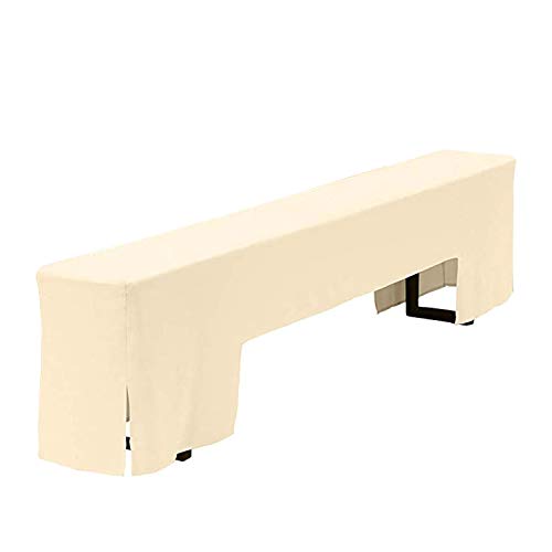 WedDecor Housse plate pour banc et table de bière, ensemble de housse en polyester pour table de 50 cm, motif tréteau L, ivoire - Image 4