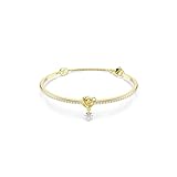 Swarovski Lifelong Bangle, Round Cut, Heart, White, Gold-Tone Plated