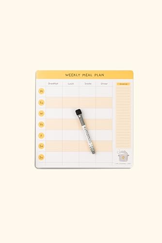 Image of The Journal Lab Magnetic Weekly Meal Planner | White Board Magnetic Sheet for Fridge (30cmx30cm) with Dry Erase Pen & Microfiber Cloth