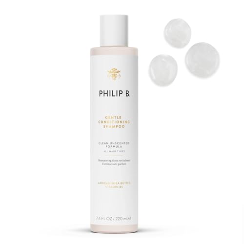 PHILIP B Gentle Conditioning Shampoo, 7.4 fl. oz. (220 ml) - Light-Weight Unscented Cleanser Adds Softness & Shine, With Shea Butter & Vitamin B5