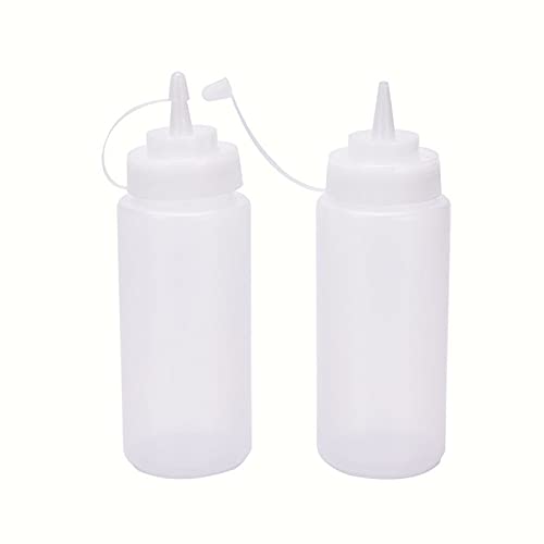 Plastic Translucent White Squeeze Condiment Bottles With Tip Cap,16 Oz,Set Of 6Pcs #TOP2