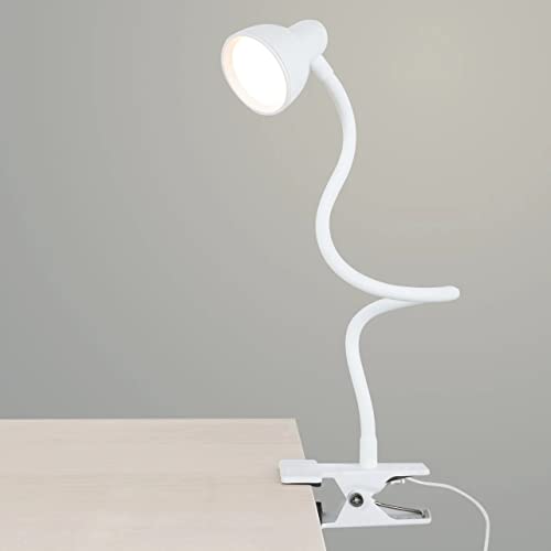 LiFMIRA Clip on Lamp USB Reading Light, 3 Color Modes, 10 Brightness Dimmable, Flexible Gooseneck Desk Lamp with Clamp, Eye Care Clip on Light for Bed Desk Headboard Home Dorm(White)