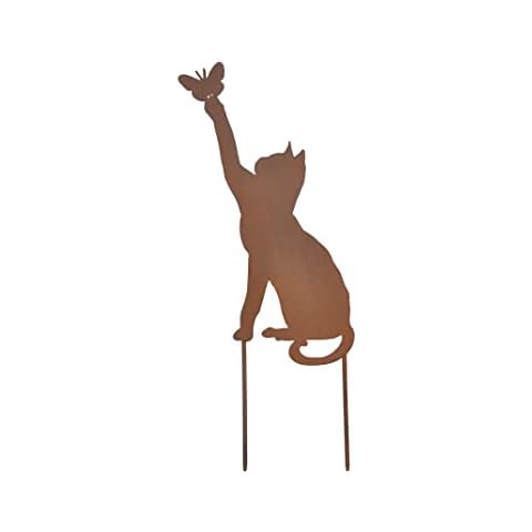 Enchufe de jardín con forma de gato oxidado de 41cm Cover