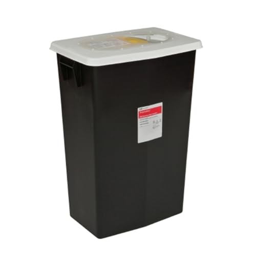 Image of RCRA Hazardous Waste Container, Slide Lid, Black, 8 Gallon, Case of 10
