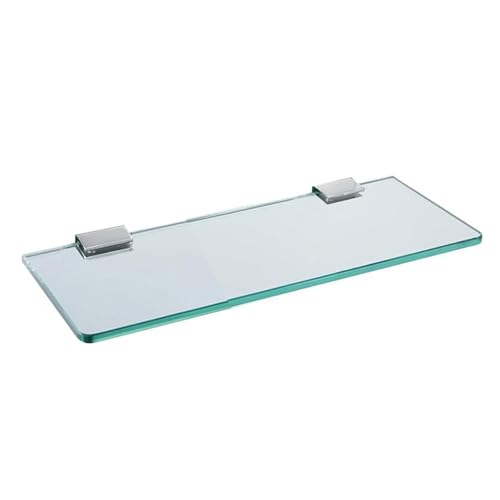 Gelthrox Estantes de Ducha de Vidrio Templado de 8 mm Estante de Pared de Cristal de Acero Inoxidable Soporte Cromado para Baño y Cocina （25CM）