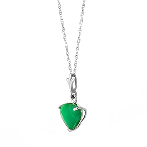 Galaxy Gold GG 14k Solid White Gold Necklace with Natural 1.20ct Emerald Heart Pendant Handcrafted Fine Jewelry Solid Gold Genuine Gemstone. Anniversary Birthday Mother's Day Valentines Graduation, Christmas Spring Summer New Year Women Gift Made in USA Fine Jewelry Available in Yellow, Rose and White Gold3