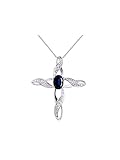 Rylos Necklaces for Women Sterling Silver 925 Cross Necklace with Gemstone & Genuine Diamonds Pendan