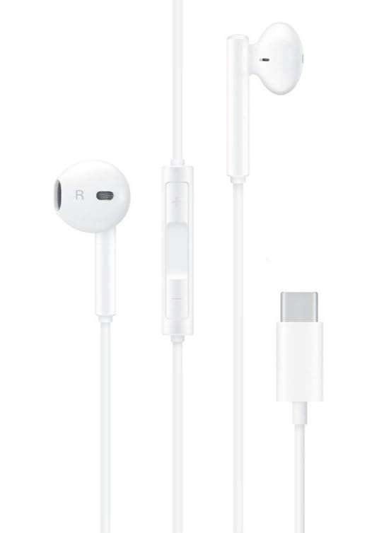 Headset für Original Huawei P30, P30 Pro, New Edition, P20, P20 Pro CM33 in Weiss Kopfhörer Ohrhörer geformt Head-Set USB-C TYP-C Stereo Sound