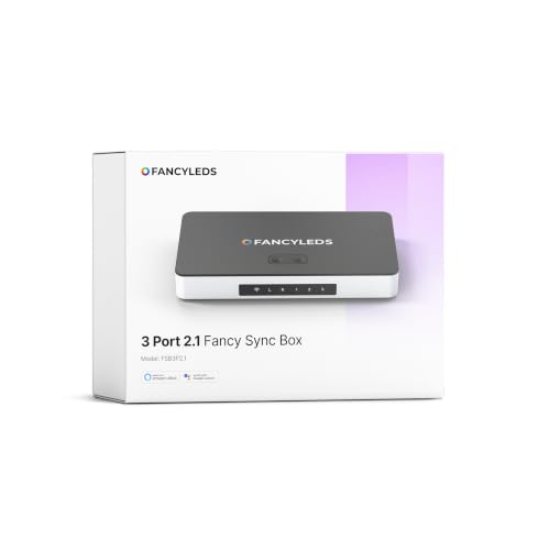 Fancyleds 3 Port 2.1 Fancy Sync Box Streaming Media Player TV LED Synced Backlight with HDMI 2.1 4K 120Hz 144Hz 8K 60Hz VRR ALLM 96 RGBW LEDs Per Meter Ambient Lighting (for 70 to 95 TVs)