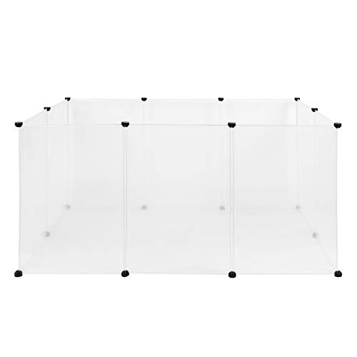 ELIGHTRY Enclos pour Chiens Clôture de Parc en Plastique pour Petits Animaux Domestiques Portable Grand Chenil pour Lapins Hamster Transparent 10 Panneaux