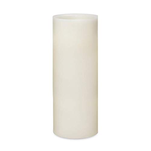 Stumpenkerze, flammenlos, groß, elfenbeinfarben, ohne Duft, 7,6 x 20,3 cm, mit Druckknopf, LED, echtes Wachs, abgeschrägte Kante, 5-Stunden-Timer, batteriebetrieben, ferngesteuert Cover
