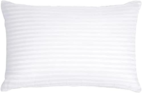 Hotel Quality Satin Stripe Pillow - Bounce Back Pillow Filled With Virgin HollowFibre - Firm Support Soft Touch Anti Allergy Machine Washable - For Deep Sleep Back and Side Sleepers 50x75cm