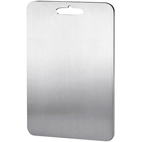 YEAVS Stainless Steel Cutting Board for Kitchen, Heavy Duty Chopping Board(Large,14.2"L x 9.8" W) Cover