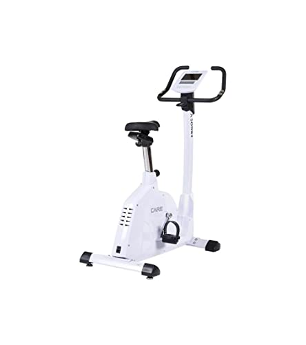 CARE FITNESS - Vélo d'Appartement Ergometre ERGOS avec ceinture thoracique - 9 programmes d'entraînement - Masse d'inertie 9 kg - Silencieux – Ecran LCD