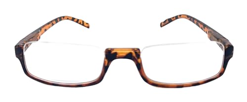 The Parker Rectangle Half Frame Reading Glasses, Unisex Semi Rimless Readers + 1.75 Tortoise