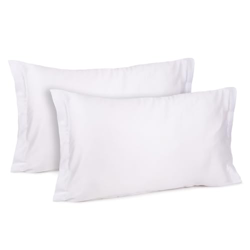 Image of Mush Bamboo Pillow Cover Set of 2 | 100% Bamboo Pillow Cover for Hair and Skin | 250 TC | Breathable, Silky Soft and Envelope Pillowcases | 17 inchx27 inch (250 TC, White)