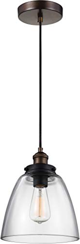 Feiss P1349PAGB/DWZ Baskin Glass Pendant Lighting, Brass, 1-Light (9"Dia x 11"H) 60watts