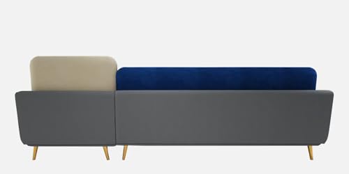 Image of Polyester Velvet Contemperory Sofa Set with Cushion Chaise Lounge, Sectional Sofa Perfect for Your Living Room,Guests Room & Office. (Blue & Beige, 5 Seater)