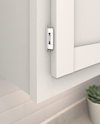 Image of Amerock 1 Pair 1 /2 inch Overlay White Partial Wrap Cabinet Hinge