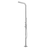 SINED Doccia Esterna In Acciaio Inox Satinato AISI 316L con Ingresso Acqua Calda e Fredda Miscelatore e Doccino a Mano DOCCIA BUDONI INOX