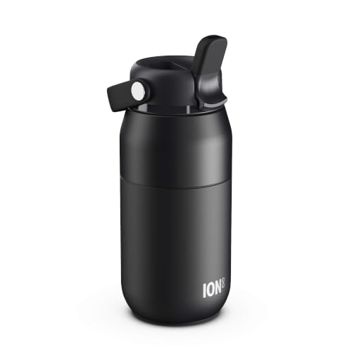 ION8 URBAN Insulated Water Bottle, 360ml (12oz), Straw Lid, Black