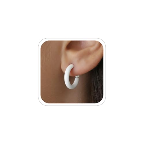 White Hoop Earrings for Women Small Hoop Earrings Lightweight Earring 80s 95s Neon Earring Accessorie Christmas Jewelry Costume