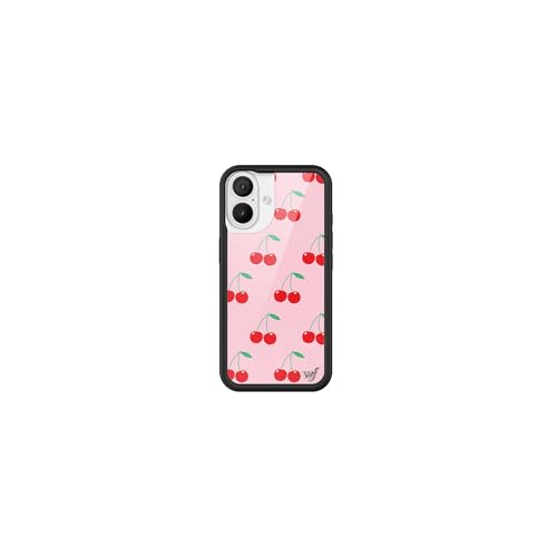 Image of Wildflower Cases - Compatible with iPhone 16| Protective Black Bumper, 6.5ft Drop Test Certified, Women Owned Small Business | Fruit Red Classic Cute Aesthetic Trendy | Pink Cherries