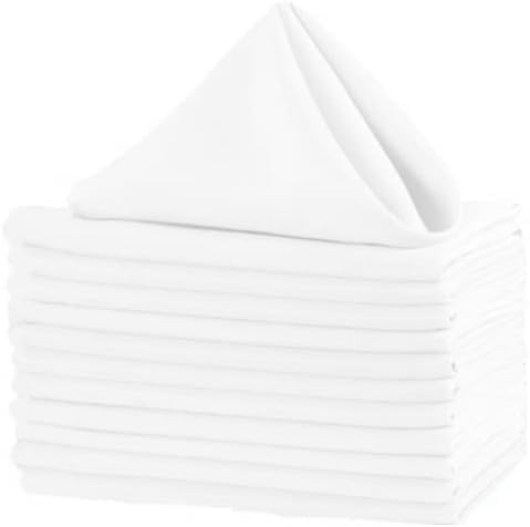 Cotton Cloth Pack of 6 Napkin Dinner Napkins for Cocktail Parties 100% Cotton 18 X 18 Inch Size Use in Parties Wedding Dinner Decoration and Daily use Napkins-White-image-31