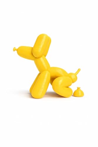 Escultura Perro Globo 3D – Figura Decorativa Moderna Impresión 3D | Decoración Original para Escritorio, Salón u Oficina | Diseño Pop Art Creativo (Amarillo)